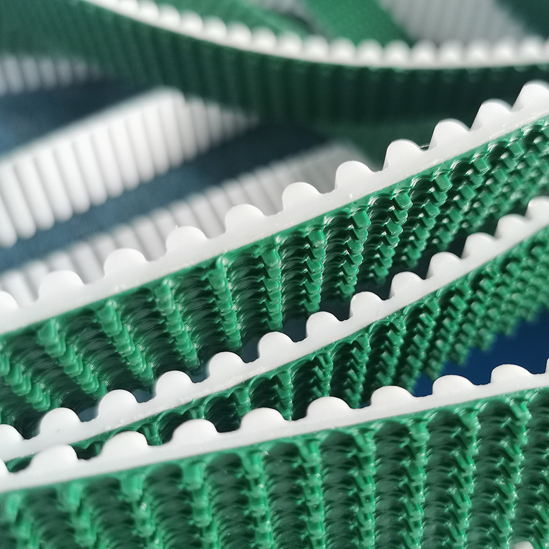 草綠花紋傳動皮帶 加PVC草紋爬坡輸送環形無縫一體聚氨酯PU同步帶